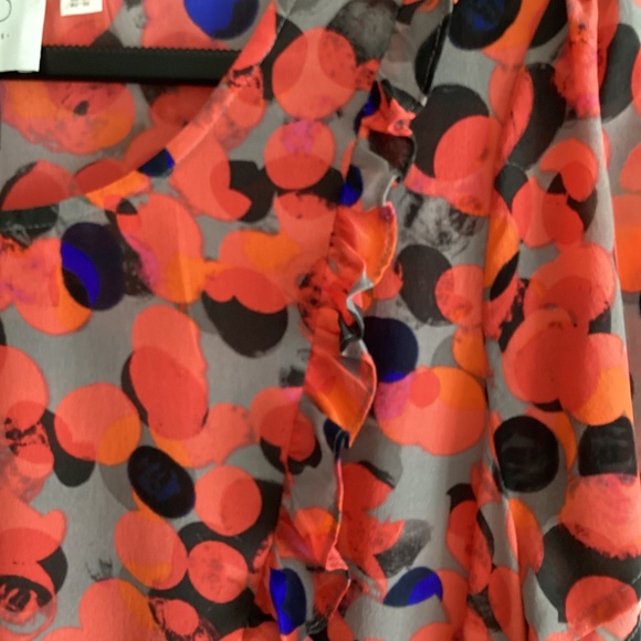 Anthropologie HD In Paris Silk Peplum Ruffle Blouse Top Cap Sleeves Dots Print - Picture 8 of 9